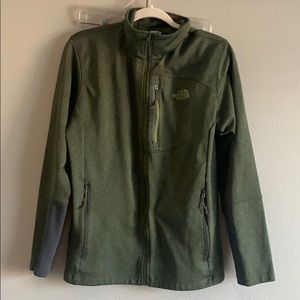 North face coat OD green zip up jacket size medium